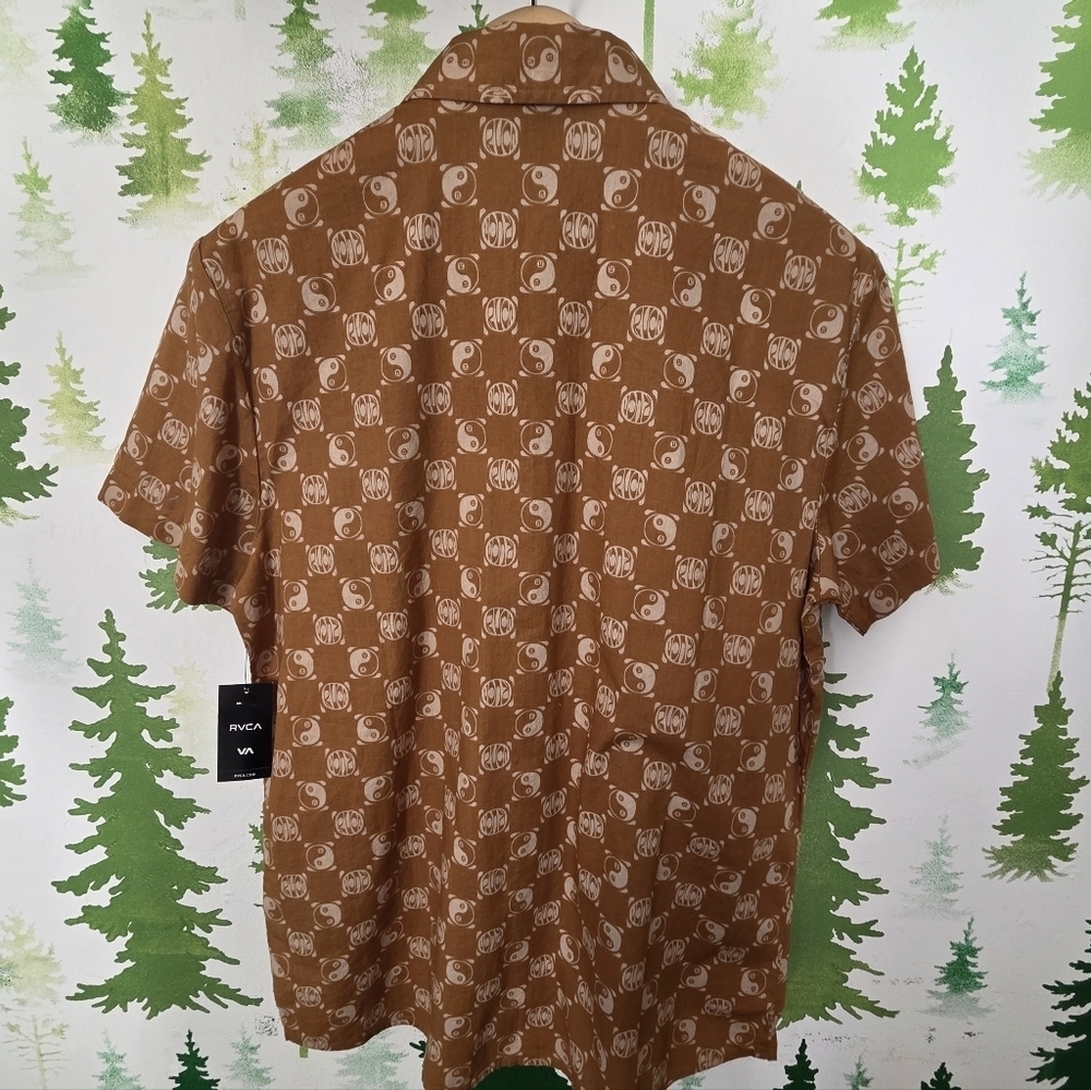 Brown Patterned RVCA Men's Shirt - Picture 2 of 9